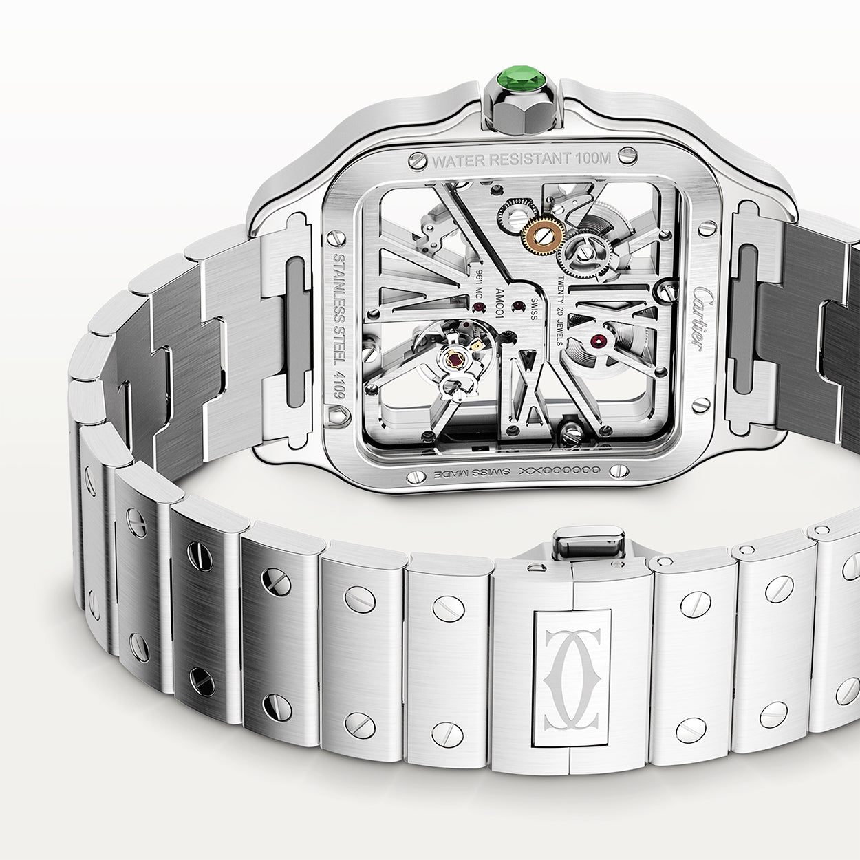 Santos de Cartier Large Skeleton/Green Dial Men’s Watch
