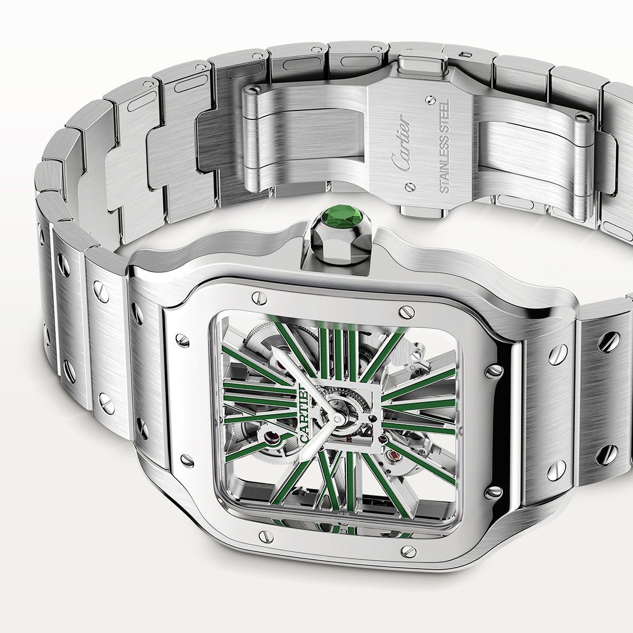 Santos de Cartier Large Skeleton/Green Dial Men’s Watch