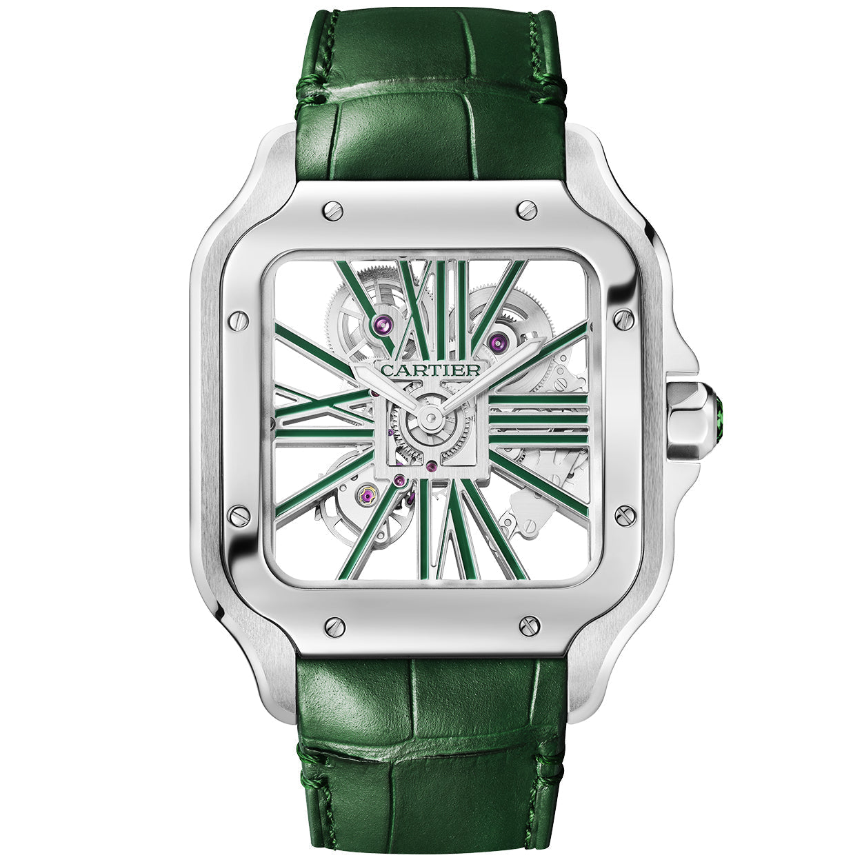 Santos de Cartier Large Skeleton/Green Dial Men’s Watch