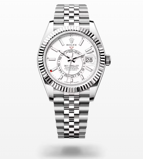 Sky Dweller White Dial 18K White Gold Bezel Steel Jubilee Men’s Watch 326934